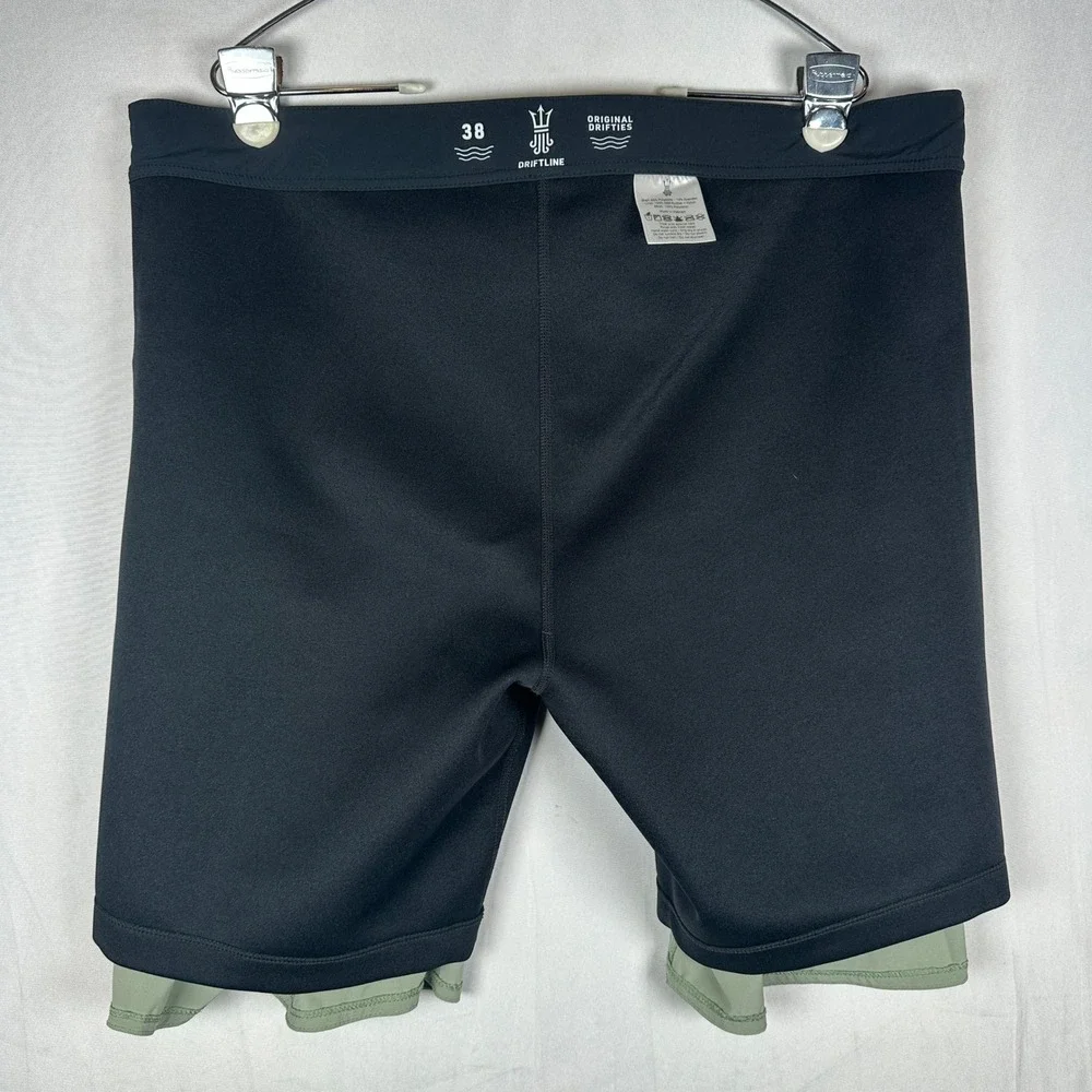 Driftline Original Drifties Board Shorts Mens 38 Sage Green Neoprene Lined Surf